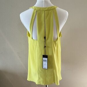 BCBGMAXAZRIA Kayleen Silk‎ Halter Top XS Citron Yellow Cutout Asymmetrical NWT